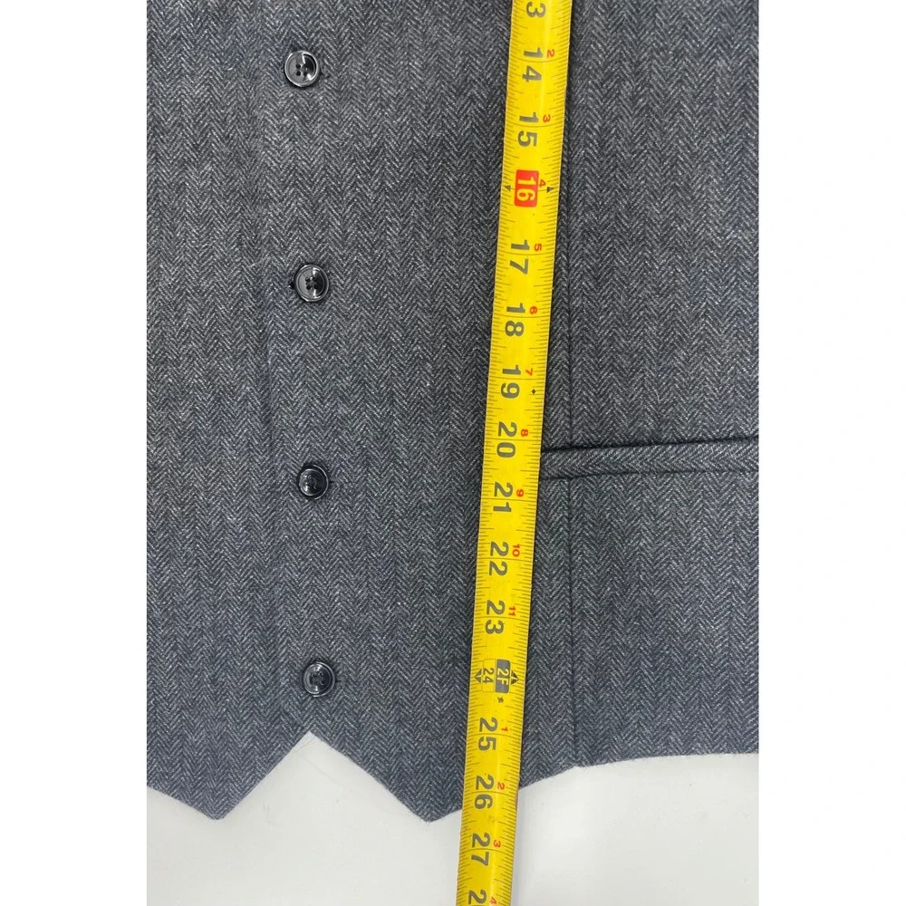 Paul Jones Vest XL Grey Herringbone Wool Blend Tweed Steampunk Peaky Blinders